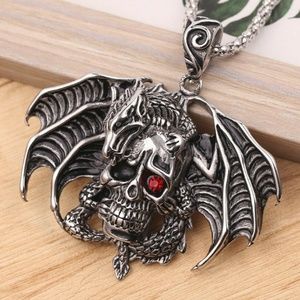 Goth Biker Punk Skull & Dragon Pendant NWT